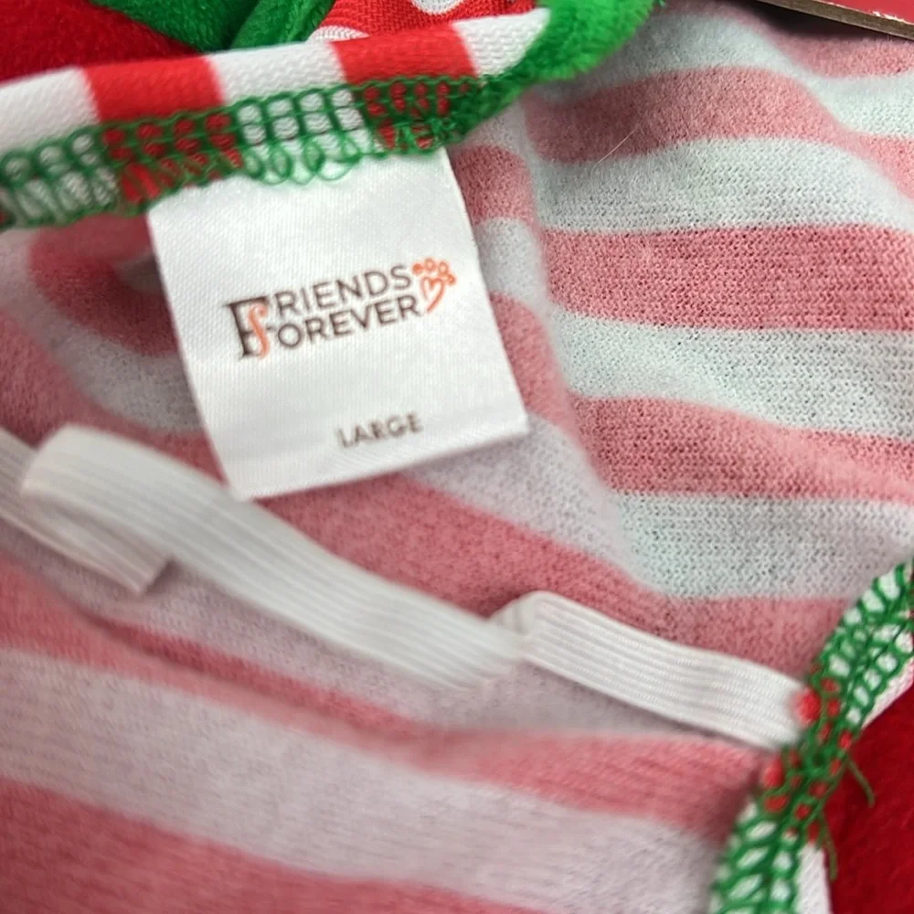 Friends Forever Dog Apparel Elf Christmas Costume with‎ Hat Hook and Loop size L